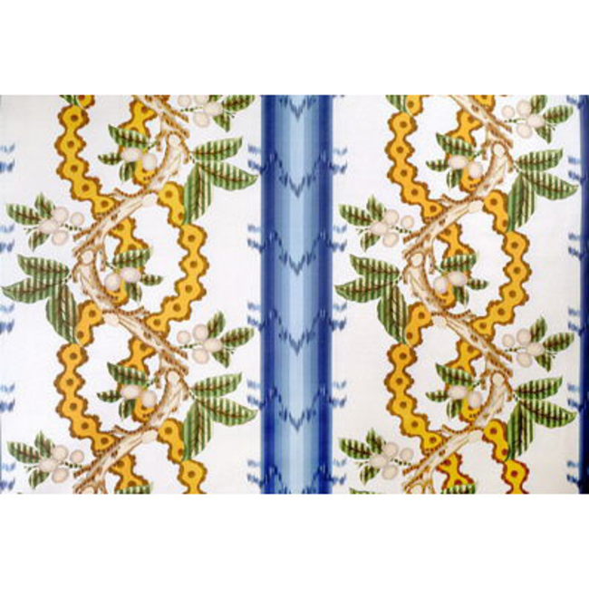 BRUNSCHWIG & FILS JOSSELIN COTTON AND LINEN PRINT - LAGOON AND OCHRE BR-79510.247.0