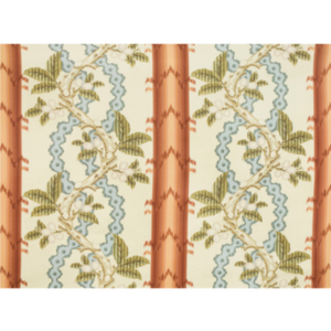 Josselin Cotton And Linen Print - Rust And Blue upholstery fabric swatch