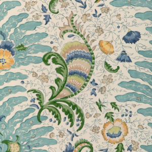 La Menagerie Riviere Print - Aqua upholstery fabric swatch