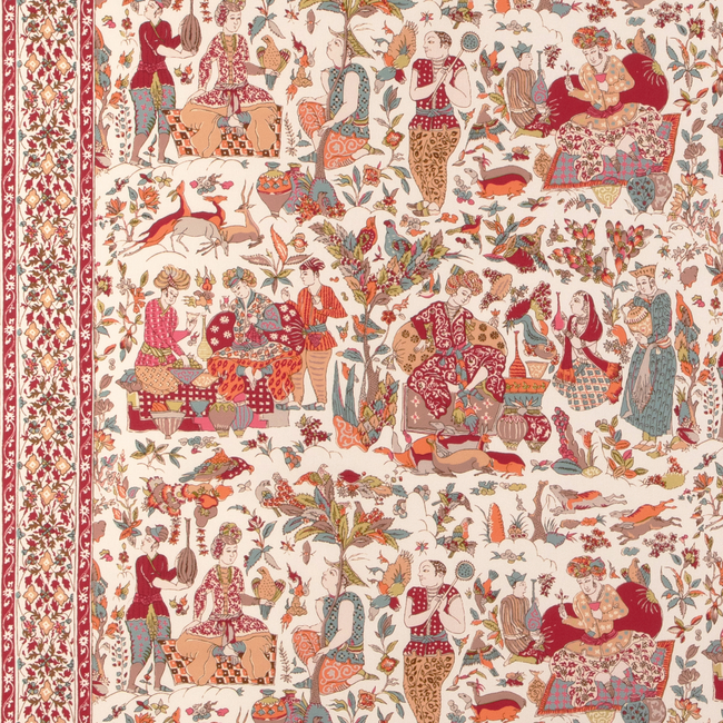 BRUNSCHWIG & FILS LA MENAGERIE SHALIMAR PRINT - BERRY/SAND 8024100.716.0