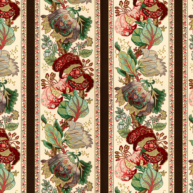 BRUNSCHWIG & FILS LA PORTUGAISE COT/LIN PRT - BROWN STRIPE BR-70341.0.0