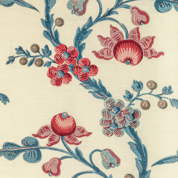 BRUNSCHWIG & FILS LE BRUN PRINT - RASPBERRY upholstery fabric swatch for sample-first furniture planning