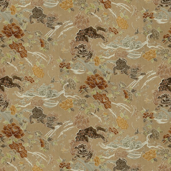 BRUNSCHWIG & FILS LE JARDIN CHINOIS SHISHI - CHESTNUT upholstery fabric swatch for sample-first furniture planning