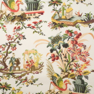 Le Lac Linen Print - Cream upholstery fabric swatch