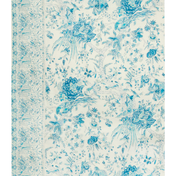 BRUNSCHWIG & FILS LE PARNASSE VERLAINE PRINT - OCEAN upholstery fabric swatch for sample-first furniture planning
