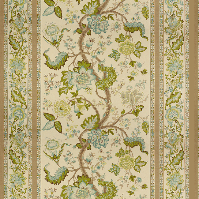BRUNSCHWIG & FILS LES ALIZES BELLARY COTTON PRINT - AQUA/TAUPE BR-700016.248.0