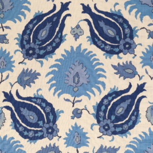 Les Alizes Kashmiri Linen Print - Sapphire Blue upholstery fabric swatch