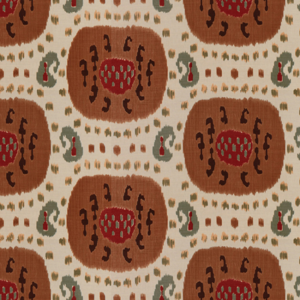 BRUNSCHWIG & FILS LES ALIZES SAMARKAND COTTON AND LINEN PRINT - BROWN ON BEIGE BR-71110.08.0