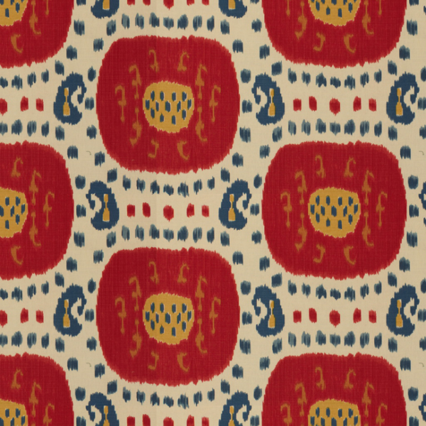 BRUNSCHWIG & FILS LES ALIZES SAMARKAND COTTON AND LINEN PRINT - POMPEIAN RED/OXFORD BLUE BR-71110.147.0