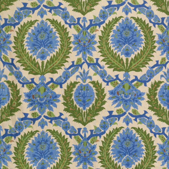 BRUNSCHWIG & FILS LES ALIZES ZENOBIA LINEN PRINT - CANTON BLUE/GREEN BR-700018.221.0