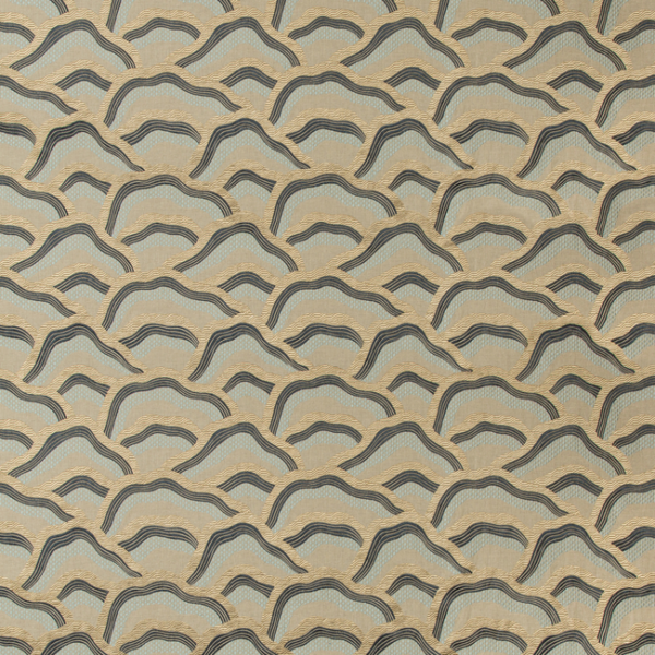 BRUNSCHWIG & FILS LES ENSEMBLIERS II LES RIZIERES EMB - BLUE/AQUA upholstery fabric swatch for sample-first furniture planning
