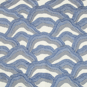 Les Ensembliers Les Rizieres Emb - Royal/navy upholstery fabric swatch