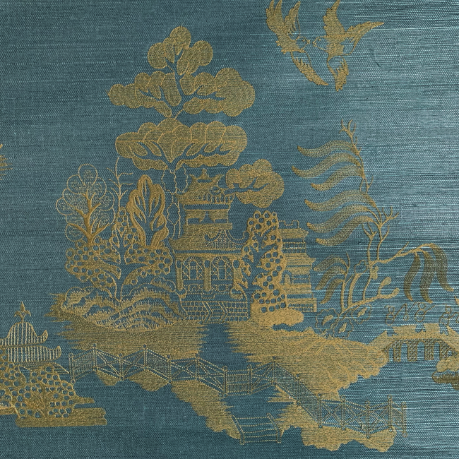 BRUNSCHWIG & FILS LES ENSEMBLIERS WALLPAPERS LA PAGODE - TEAL P8020108.35.0