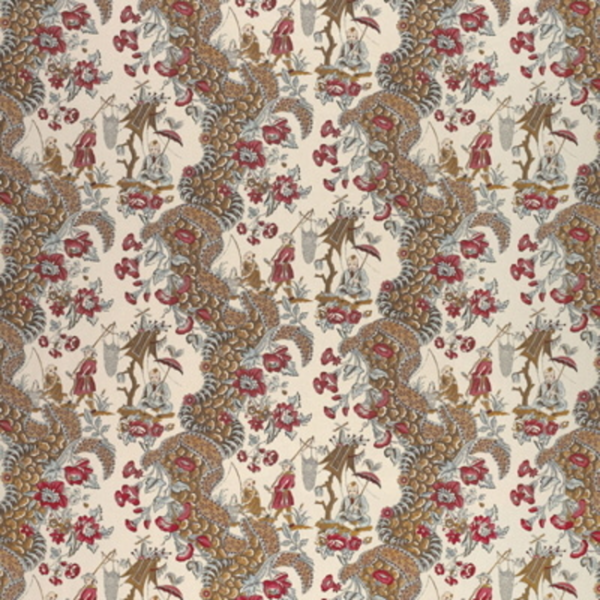 BRUNSCHWIG & FILS LES PECHEURS COTTON PRINT C - RIMSON WITH BLUE BR-79657.222.0