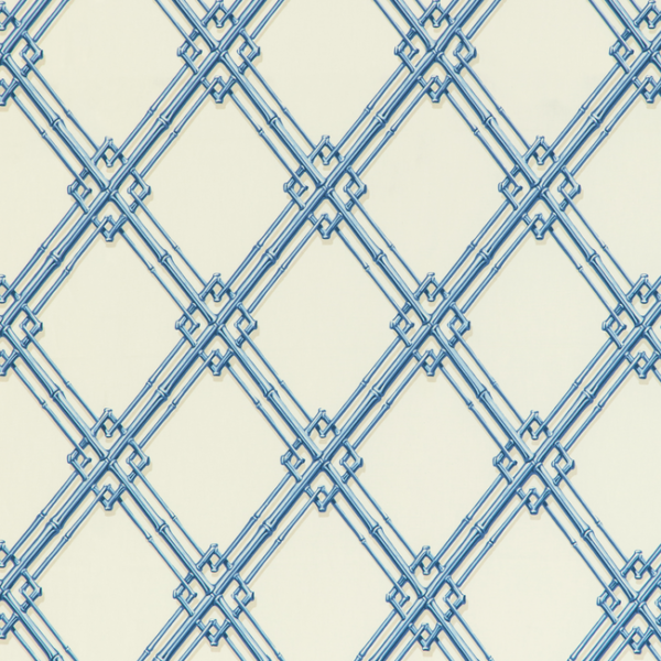 BRUNSCHWIG & FILS LOUVERNE LE BAMBOU PRINT - BLUE upholstery fabric swatch for sample-first furniture planning