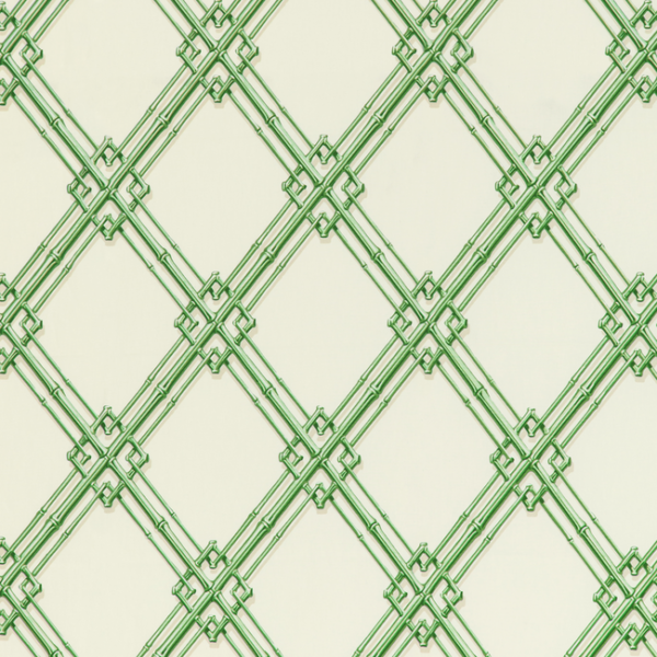 BRUNSCHWIG & FILS LOUVERNE LE BAMBOU PRINT - GREEN upholstery fabric swatch for sample-first furniture planning