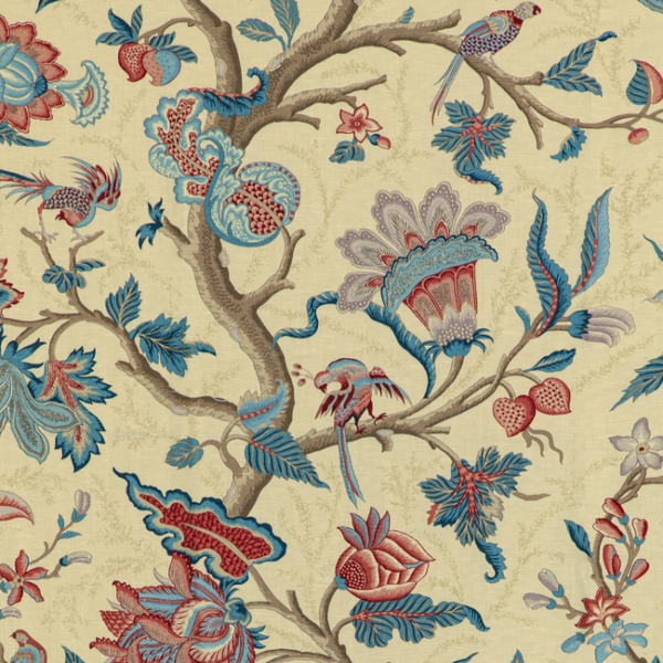 BRUNSCHWIG & FILS LOUVERNE LOUVERNE PRINT - RED upholstery fabric swatch for sample-first furniture planning