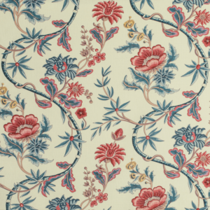 Louverne Veronique Print - Blue upholstery fabric swatch