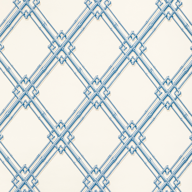 BRUNSCHWIG & FILS LOUVERNE WALLPAPERS TREILLAGE DE BAMBOU - BLUE BR-69411.5.0