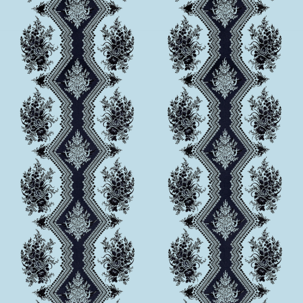 BRUNSCHWIG & FILS MADELEINE CASTAING COPPELIA SATIN - CIEL upholstery fabric swatch for sample-first furniture planning