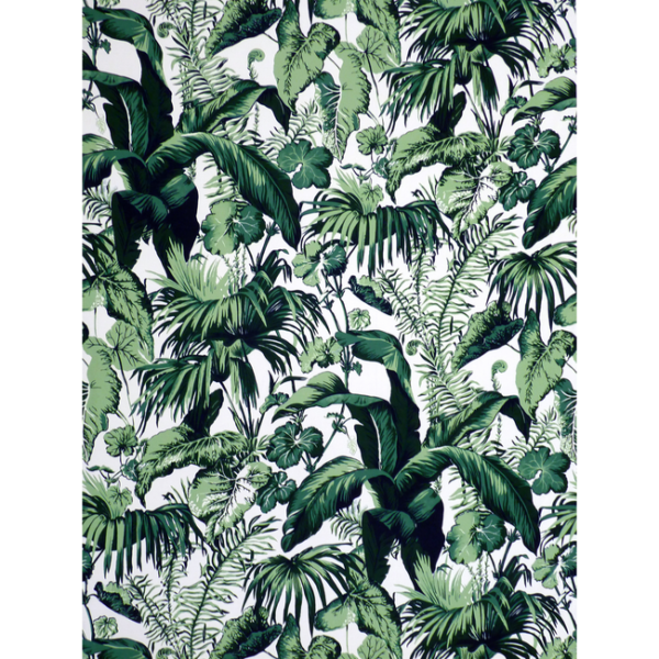 BRUNSCHWIG & FILS MADELEINE CASTAING INDOOR/OUTDOOR FEUILLAGE II - BLANC upholstery fabric swatch for sample-first furniture planning