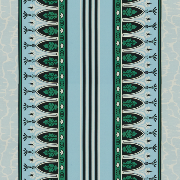 BRUNSCHWIG & FILS MADELEINE CASTAING LOLA MONTEZ - EMERALD/AQUA upholstery fabric swatch for sample-first furniture planning