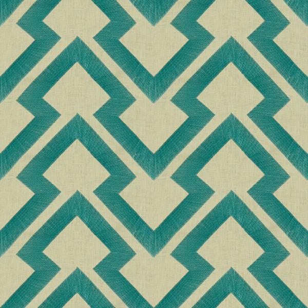BRUNSCHWIG & FILS MAISONNETTE LIGHTNING BOLT - TURQUOISE upholstery fabric swatch for sample-first furniture planning