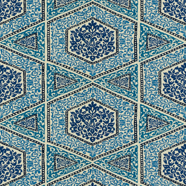 BRUNSCHWIG & FILS MAISONNETTE SUDHIRA - BLUE upholstery fabric swatch for sample-first furniture planning