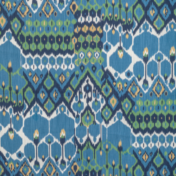 BRUNSCHWIG & FILS MANOIR BONNIEUX PRINT - BLUE/LEAF upholstery fabric swatch for sample-first furniture planning