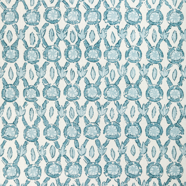 BRUNSCHWIG & FILS MANOIR GALON PRINT - AQUA upholstery fabric swatch for sample-first furniture planning
