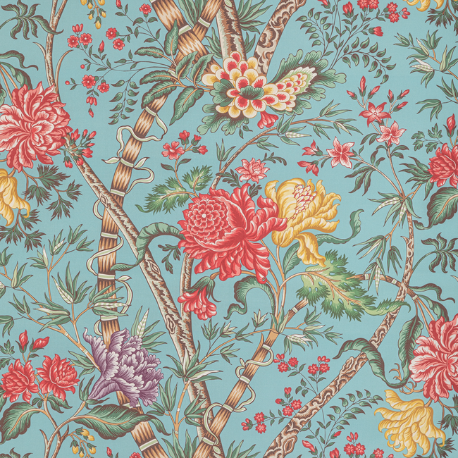 BRUNSCHWIG & FILS MANOIR LUBERON PRINT - AQUA/MULTI 8022100.1319.0
