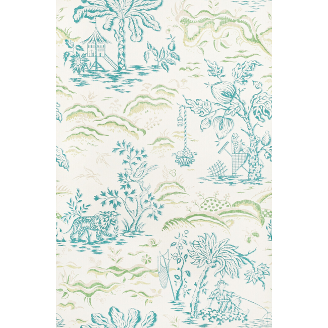 BRUNSCHWIG & FILS MANOIR WALLPAPERS VALENSOLE - TEAL/LEAF P8022101.353.0