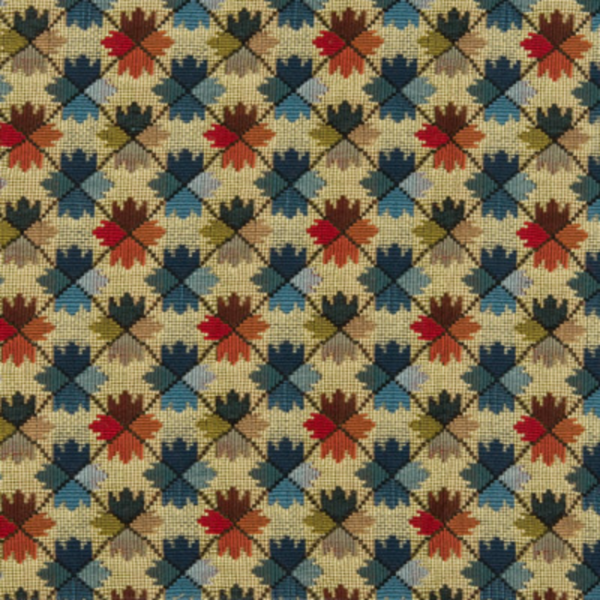 BRUNSCHWIG & FILS OATLANDS TAPESTRY - BLUE/RED upholstery fabric swatch for sample-first furniture planning