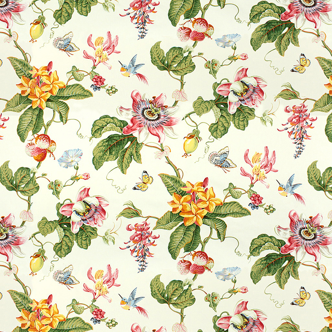 BRUNSCHWIG & FILS PARFUM D ETE COTTON PRINT - WHITE BR-79499.000.0