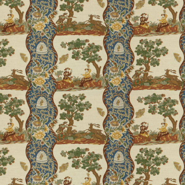 BRUNSCHWIG & FILS PLOUGASTEL LINEN & COTTON PRINT - BLUE BR-71557.222.0