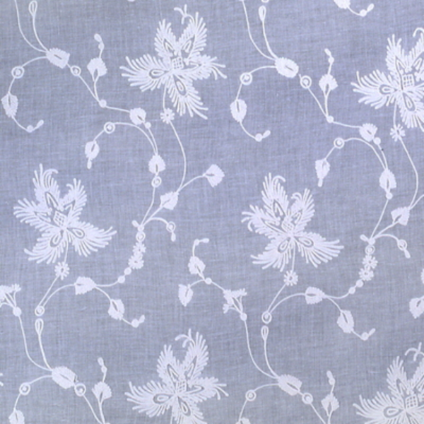 BRUNSCHWIG & FILS ROSELINE EMBROIDERY - PORCELAIN upholstery fabric swatch for sample-first furniture planning
