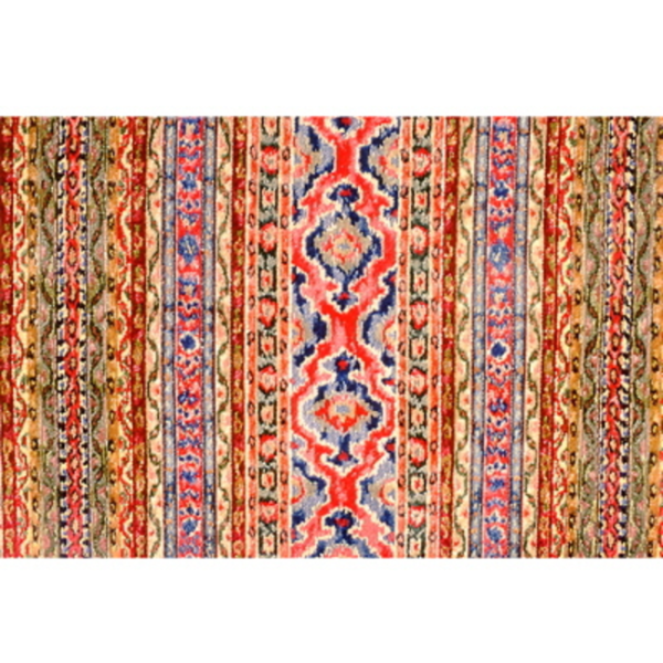 BRUNSCHWIG & FILS SAVONNERIE VELVET - PRUSSIAN & GARNET upholstery fabric swatch for sample-first furniture planning