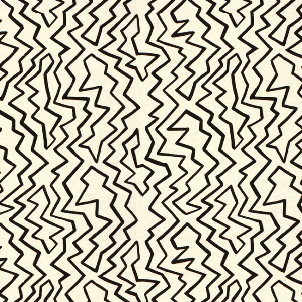 BRUNSCHWIG & FILS STACCATO LINEN AND COTTON PRINT B - LACK upholstery fabric swatch for sample-first furniture planning