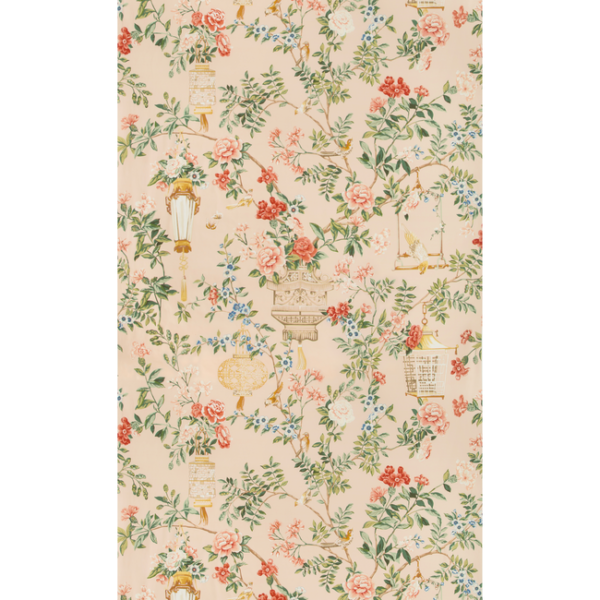 BRUNSCHWIG & FILS SUMMER PALACE JARDIN FLEURI PRINT - PETAL upholstery fabric swatch for sample-first furniture planning