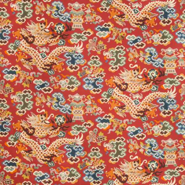 BRUNSCHWIG & FILS SUMMER PALACE MING DRAGON PRINT - CLARET 8019140.195.0