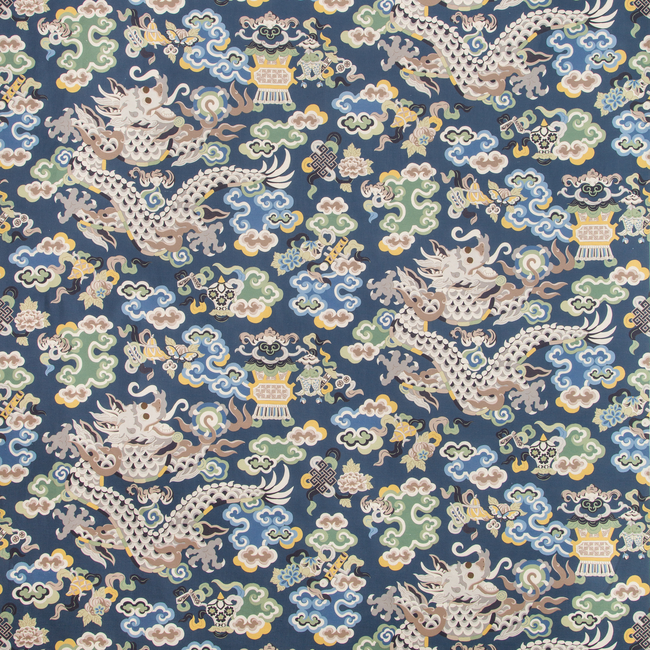 BRUNSCHWIG & FILS SUMMER PALACE MING DRAGON PRINT - LAPIS 8019140.5.0 - Discontinued