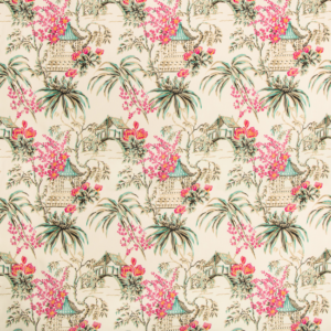 Summer Palace Tongli Print - Peony upholstery fabric swatch