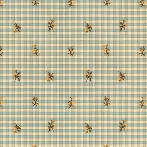 Tresors De Jouy La Seyne Fleuri - Aqua upholstery fabric swatch
