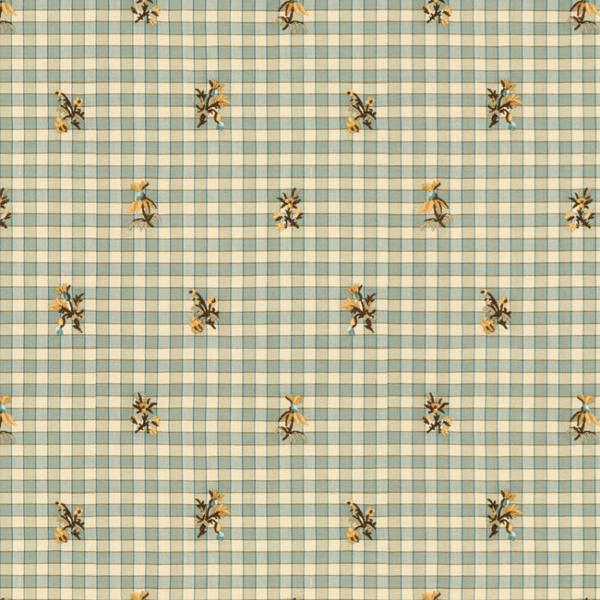 BRUNSCHWIG & FILS TRESORS DE JOUY LA SEYNE FLEURI - AQUA upholstery fabric swatch for sample-first furniture planning