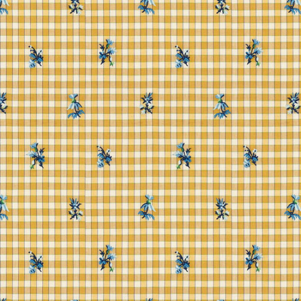 BRUNSCHWIG & FILS TRESORS DE JOUY LA SEYNE FLEURI - SUNFLOWER upholstery fabric swatch for sample-first furniture planning