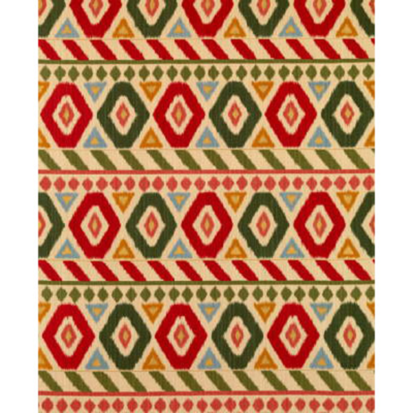 BRUNSCHWIG & FILS UZBEK LINEN AND COTTON PRINT - POPPY/GREEN/CORAL BR-79786.143.0 - Discontinued
