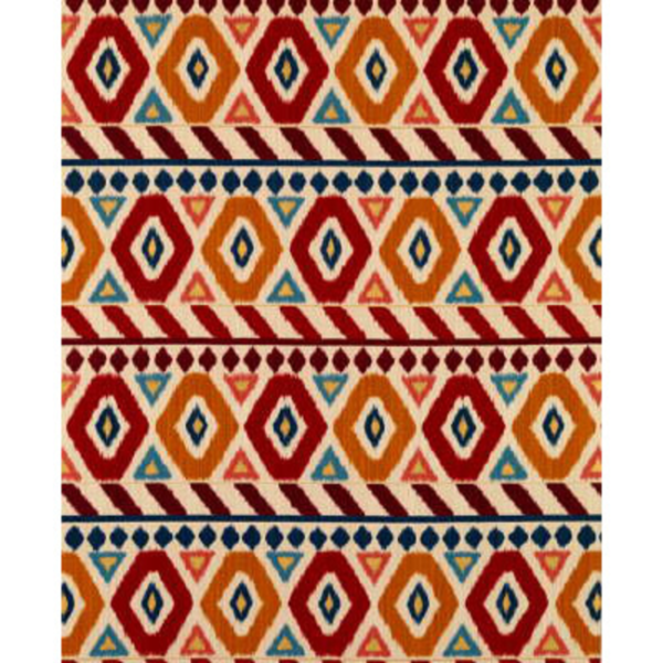 BRUNSCHWIG & FILS UZBEK LINEN AND COTTON PRINT - RED/GOLD/BLUE BR-79786.147.0