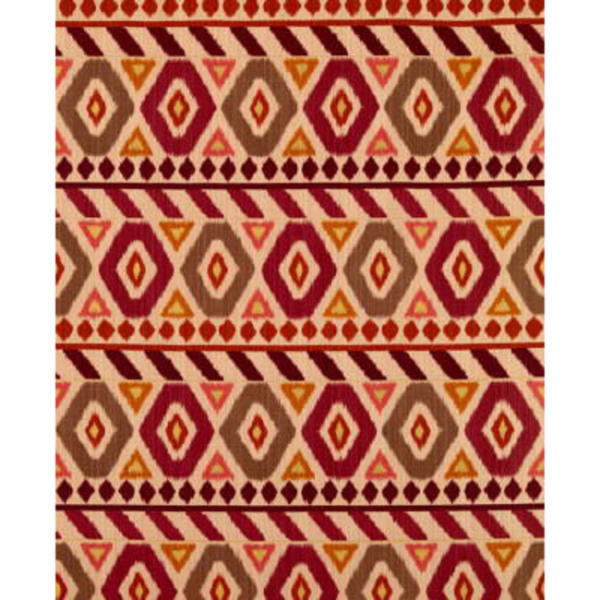 BRUNSCHWIG & FILS UZBEK LINEN AND COTTON PRINT - ROSEWOOD/CAFE/PINK upholstery fabric swatch for sample-first furniture planning
