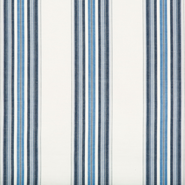 BRUNSCHWIG & FILS VERDON STRIPE - INDIGO/SKY upholstery fabric swatch for sample-first furniture planning