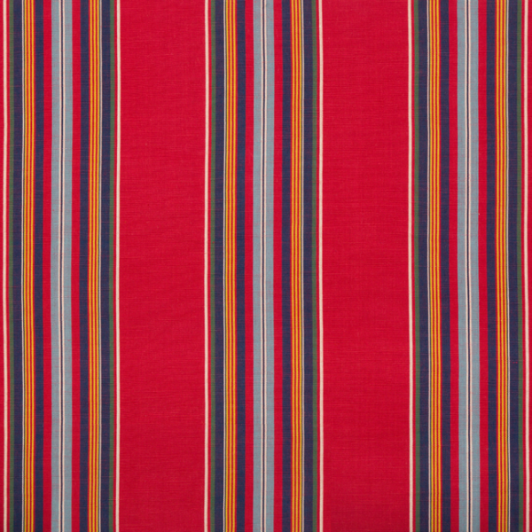 BRUNSCHWIG & FILS VERDON STRIPE - RED/NAVY upholstery fabric swatch for sample-first furniture planning